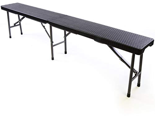 SONLEX Bierbank klappbar Partybank 180 x 25 x 41 cm schwarz bis 200 kg Gartenbank für 4 Personen Garnitur wetterfest Kunststoff