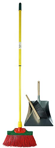 Novaliv Balai à Griffes en Bois, Brosse Balai avec Manche télescopique 30 cm, Jaune