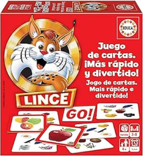 Educa - Lince Go! Versión Juego de Cartas | Juego de Mesa para Niños, Familia | Fomenta su Atención y Observación | a Partir de 4 años (18712)