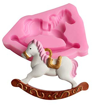 DUBENS Hölzerne Pferd Silikonform Kuchen Dekoration Fondant Kuchen 3D Seifenform Lebensmittelqualität