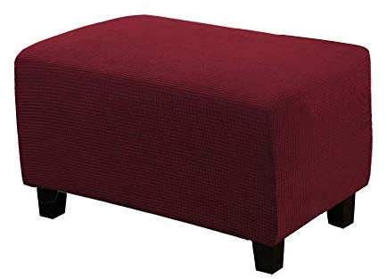 WINS - Funda de protección para reposapiés Rectangular, Funda de puf Cuadrada, Extensible, Funda de otomano, sofá, puf Rectangular, Vino Tinto