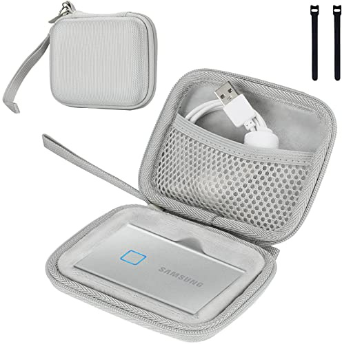 ProCase Custodia per Samsung Memorie T7 / T7 Touch SSD Esterno Portatile da 500GB 1TB 2TB Unità a Stato Solido Esterna Hard Disk, Borsa per Il Trasporto -Argento