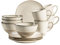 MÄSER 931818 Serie Nottingham Vintage Set di stoviglie per 4 persone, servizio colazione 12 pezzi con forme irregolari rotonde in stile retrò, in gres, beige
