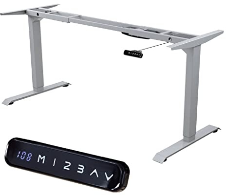 ALBATROS höhenverstellbares Schreibtisch Tischgestell elektrisch | Lift S5 Silber | Gestell, Tischbeine, Tischfüße aus Metall | Display | 120Kg belastbar | Für extra breite 2m Tischplatten
