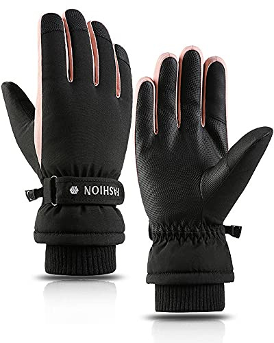 LAMOOER Guantes térmicos de invierno para mujer, con pantalla táctil, guantes de esquí, snowboard, guantes antideslizantes para ciclismo, conducción, correr, camping, senderismo