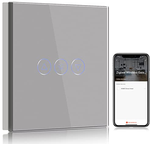 BSEED ZigBee Interruptor de Atenuador Inteligente Gris,ZigBee Interruptor regulador de luz compatible con Alexa y Google Home,Control de APP y Función de Temporizador,Interruptor de luz inteligente