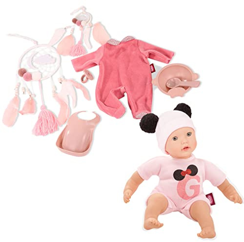 Götz 2220152 Muffin Nighty Night Puppe – 33 cm große Babypuppe mit blauen Schlafaugen und ohne Haare – Weichkörper – Puppe in 10 teiligen Set – geeignet ab 18 Monaten