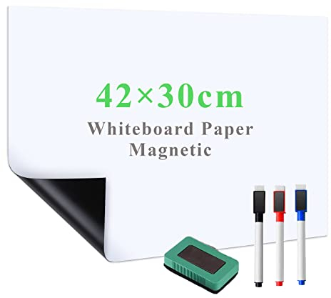 Lyzzxi Foglio Lavagna Cancellabile Bianca,42 * 30cm Adesiva Lavagna Magnetica da parete, Pellicola per lavagna flessibile, per Educatori, Scuole Domestiche, Aule, Uffici