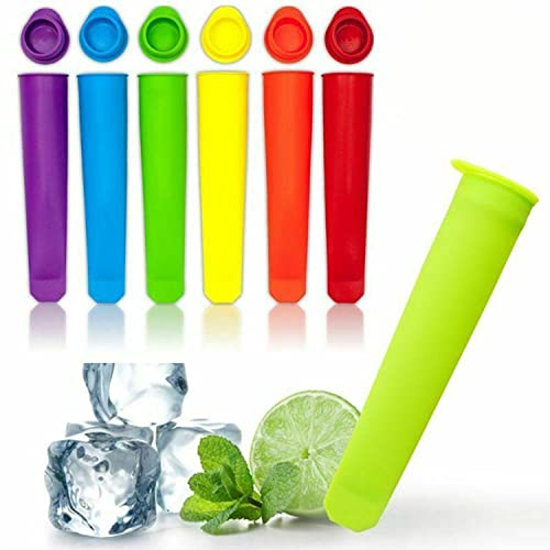 6 Stück Eisformen Silikon, EIS am Stiel Eislutscher Formen mit Decke, Ice Pop Maker, Wassereis Formen Popsicle 100% Lebensmittel Silikon, BPA Frei, Wiederverwendbare Formen für Kinder (Bunt)