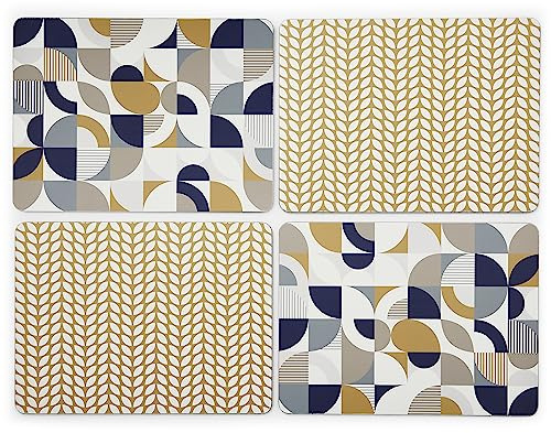 Cooksmart Pack of 4 Table Place Mats | Place Mats For Table With British Designs | Table Mats For All Types Of Kitchens - Bauhaus Geo