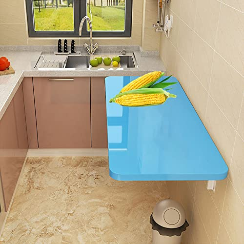 OCAZI Klapptisch zur Wandmontage Esszimmertische, Klapptisch Wand, Wandklapptisch Küche Esstisch, Platzsparend Wandtisch Computertisch, Kinder Schreibtisch für Arbeitszimmer 60x40cm/24x16in Blue