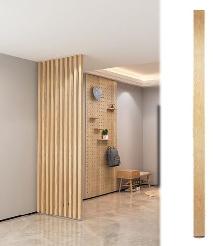 Separador de Ambientes Inicio Privacidad Pantallas Partición Post, Madera Maciza Hotel Oficina Habitación Divisor Columna/ Separador de espacios versátil,Barra Separadora de Espacios de Fácil Instalac