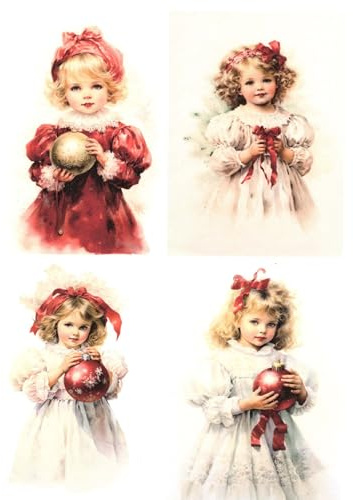 Josys Bastelmärchen Reispapier A4 Strohseide Weihnachten Engel Engelchen süßes Mädchen Kleid RE5667