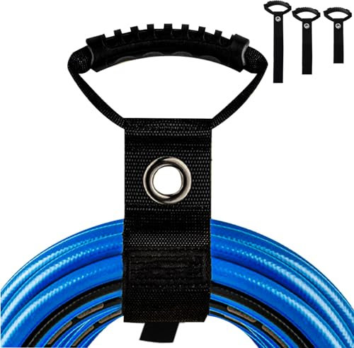 Realand Lot de 3 supports de rallonge avec poignée, 3 tailles de sangles de rangement Velcro pour tuyau d'arrosage de jardin, support de câble, rangement et organisation de garage