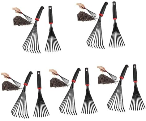 INOOMP 10pièces Râteaux De Jardin avec Manches Courts Outils De Jardinage pour Ameublir Le Sol Ramasser Entretenir Les Espaces Restreints