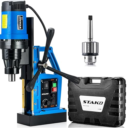 STAKO SCY-2800RE Max Ø 80 mm Perceuse-visseuse magnétique 2050 W avec coffret - Force magnétique 17000 N - 17 kg - Perceuse à noyau portable pour le travail des métaux avec mandrin - Set 1