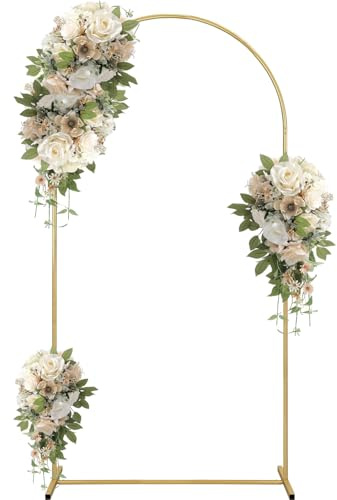 Duscdesp Supporto per arco da giardino, 2 m, in metallo, oro, per matrimoni, feste di compleanno, palloncini e fiori (giallo, 2 m)