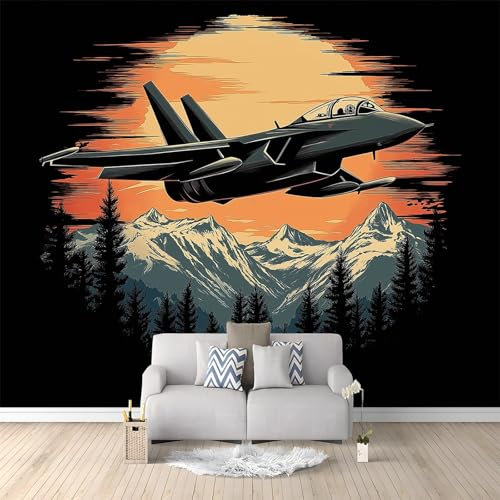 Papel Pintado Pared Panorámico Chorro Montañas Paisaje 300x210 cm Fotomurales No Tejido, Murales Decoración de Pared, Póster Gigante Personalizado 3D Para Salón Dormitorio