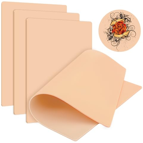 4 Piezas 30×20cm Piel Sintetica Tatuaje 3mm Piel Sintetica Tatuaje Piel Sintetica Tatuajes Tattoo Uso con Maquina Tatuar o Transfer Tattoo, para Principiantes y Artistas del Tatuaje