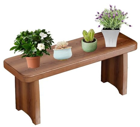 JIXDILO Växtstativ i trä, inomhus utomhus för blomkruka, fristående planteringshållare, trädgårdsbänk för uteplats, balkong, gård, entrébänk (150 x 20 x 15 cm (59 x 8 x 6 tum), trä)