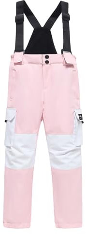 Skihose Kinder 134,Schneehose Mädchen Jungen Warme Gefütterte Softshellhose Thermohose Skilanglaufhose Wasserdicht Skihose Snowboardhose Schneehose Winddichte Hosenträgerhose Ski Pant Outdoorhose
