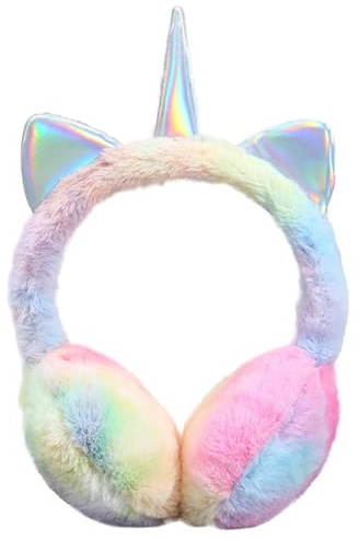 FIHDIOPO Ear Muffs Women Girls Unicorn Earmuffs Winter Accessories Fluffy Plush Adjustable Outdoor Thermal Ear Warmer Skiing Running Ears Covers Protector from Wind Cold Girl Ladies Gift Multicolor