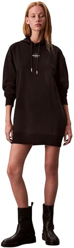 Calvin Klein Jeans dam LS MONOLOGO Premium Terry Hoodie LV047D229G klänningar, svart (svart), S, svart (svart), S