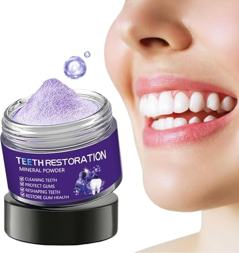 TONGQIC Polvere minerale per il ripristino dei denti, minerale naturale, pulisce in profondità, rinfresca l'alito, rafforza i denti, protegge la salute orale per l'uso quotidiano (2 pezzi)