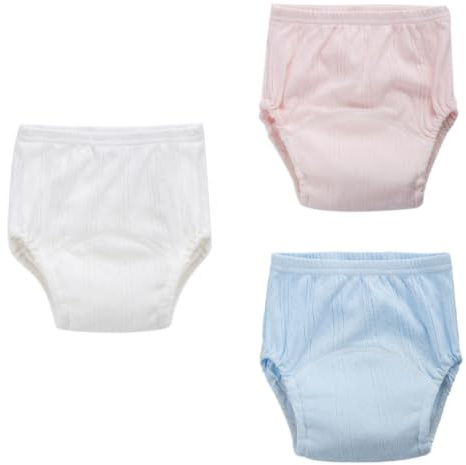 Hoement Trainingshosen Zufällige Farbe und 4-lagiger Struktur 3 Stück-pack aus Baumwolle Wiederverwendbar mit Dreidimensionalem Auslaufschutz für Babys für Töpfchentraining