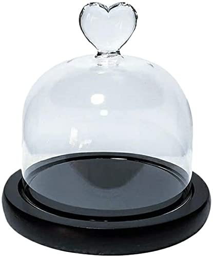 XWBLDBDFC Piatto per torta a forma di cuore con coperchio, cupola in vetro rosa, campana in vetro per formaggio, campana per torta, cupola per cibo, copertura per torte, ornamento in miniatura,