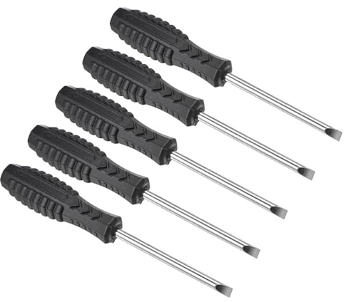 TOP-VIGOR Mini Slotted Screwdriver 5mm Flat Head 145mm Length 5pc | Small Precision Screwdrivers with Non-slip Handle for Electronics, Glasses, Watch, Computer and Small Appliance Repair