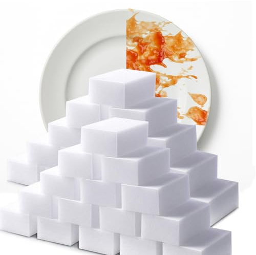Magic Sponge Eraser, 100 esponjas de melamina, esponjas de limpieza multiusos, estropajos de esponja blanca antiarañazos para cocina, platos, baño