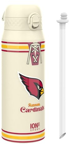 Ion8 NFL Arizona Cardinals Borraccia Termica con Cannuccia Rimovibile, 750ml/24oz, a Prova di Perdite, Facile da Aprire, Serratura Sicura, Lavabile in Lavastoviglie, Maniglia per il Trasporto