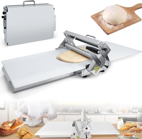 Sfogliatrice Manuale Pieghevole per Impasto Acciaio Inossidabile per Croissant,Macchina per Pasta Sfoglia e Pizza,Spessore Regolabile 0-17,5 mm/0-27 mm Risparmio Spazio(300)
