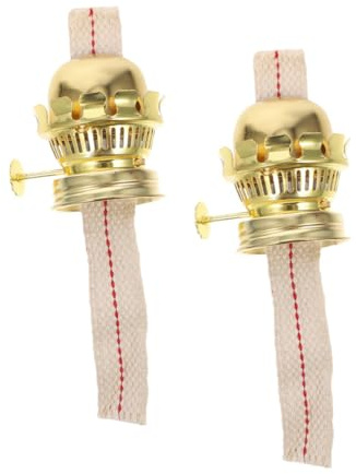 MALUGOGO 2Pcs Retro Metal Kerosene Lamp Burners with Oil Lamp Wicks Vintage Oil Burner Replacement for Classic Aromatherapy and Indoor Lanterns and Safe Material