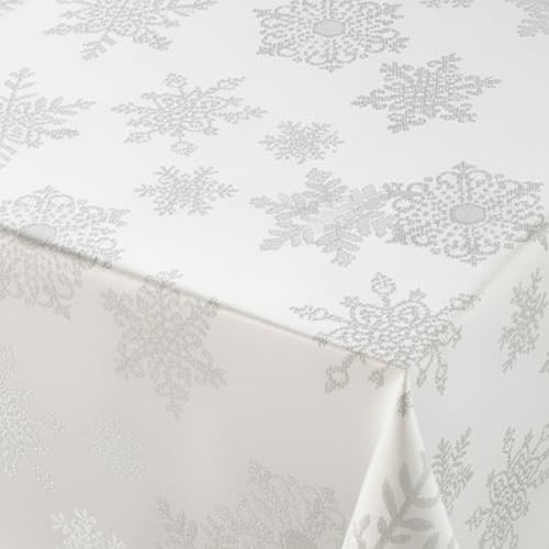 BEAUTEX Lurex Weihnachtstischdecke EIS Weiss 80x80 cm