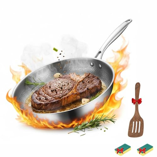 Poele en Titane,Titan Pfanne,poêle en titane martelé Pro avec couvercle, épaisse, ultra-résistante, poêle à frire en titane non revêtue haut de gamme pour la cuisine (Couvercle Non Inclus, 30CM)