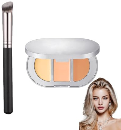 ARYIMYDP 1 Palette con 3 Correttori e Pennello, 3 Consistenze Creme per Coprire in Modo Mirato Occhiaie, Ombre e Segni, senza Effetto Maschera, Coprire e Dare Struttura in un Solo Passaggio