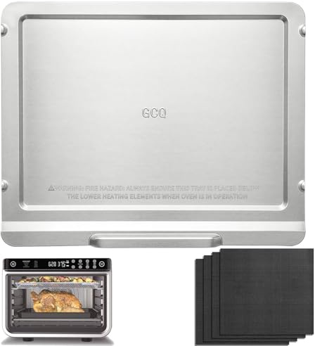 GWYSY Crumb Tray Replacement for Ninja DT201 DT251 Foodi XL Pro Air Fry Oven, 108SH200 Stainless Steel Drip Pan Grease Catcher Tray with 4 Reusable Oven Liners, Air Fryer Accessories Parts for Ninja