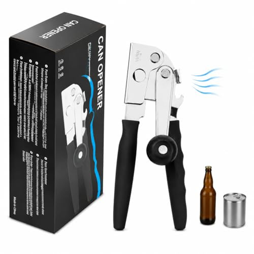 Abrelatas de manivela, abridor de latas comercial mejorado manual resistente con cómodas asas extralargas, para personas mayores y cocina, se puede abrir fácilmente para latas grandes, regalo de