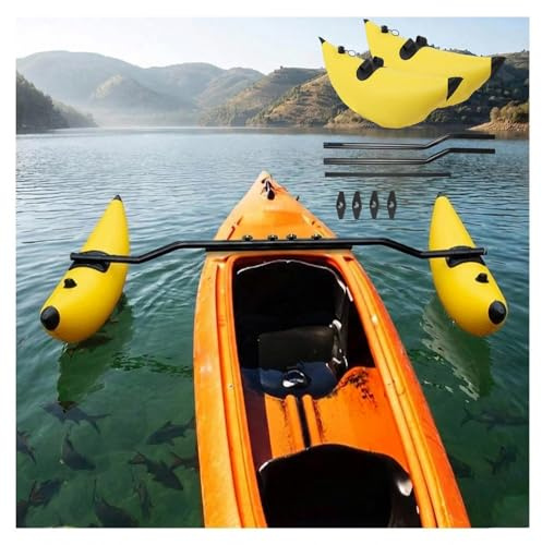 VSAQLNWZ Stabilizzatori per kayak, stabilizzatori per canoa per migliorare la stabilità, baccelli galleggianti versatili per barche Jon adatti per kayak o barche con fori, giallo