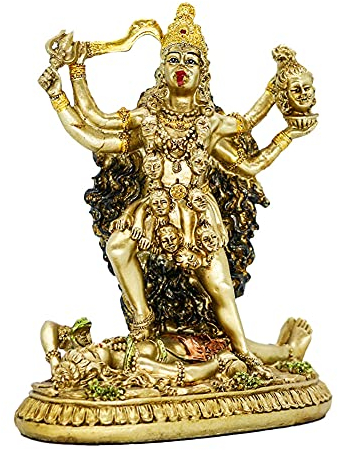 BangBangDa Statua della dea indù di Kali, idolo decorativo antico di dio indiano, dea indiana del tempo e della morte, statuetta Murti Pooja Puja Buddha Tempio Mandir Decor
