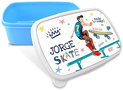 LolaPix Fiambrera Personalizada Infantil. Caja Merienda. Caja Almuerzo Infantil. Tuper Niño Colegio. Taper Niños Colegio Personalizado. Taper niña niño. COLOR A ELEGIR Skate