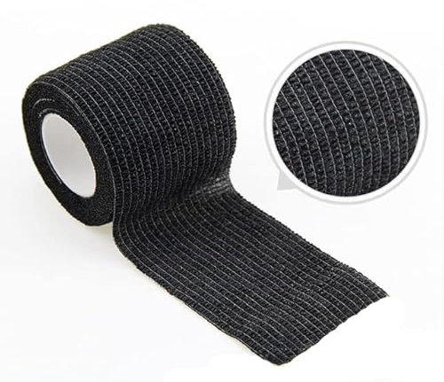 JOYDREAMDESIGN Rotolo 4.8m Nastro Avvolgente Fasciatura Elastica Autoadesiva Colorata Sportiva Per Rilievi Di Supporto Del Ginocchio Dito Caviglia Palmo Spalla-Nero,10cm X 4.8m