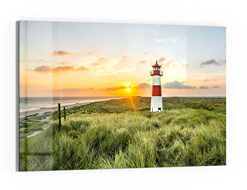 DEQORI Glas-Magnettafel | 60x40 cm groß | Motiv Leuchtturmliebe | Memo-Board aus Glas | Magnetboard inkl. Magnete, Stift & Tuch für Küche & Büro | Tafel magnetisch & beschreibbar