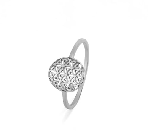 kkjoy Bague de Fleur de Vie en Acier Inoxydable Anneau de Graine de Vie Bague de Promesse Bijoux Cadeau pour Femmes Charmant Dames