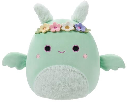 Squishmallows Original 7.5-Inch - Tove the Mint Green Mothman with Flower Crown and Fuzzy Belly