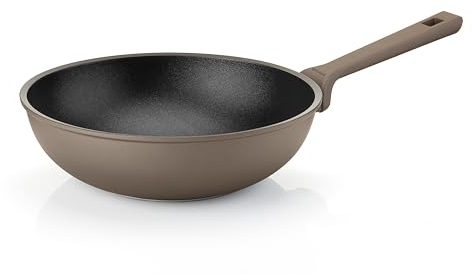 Guzzini - Wok in alluminio, antiaderente, 28 CM, Bronzo, ''COOK&STRONG''