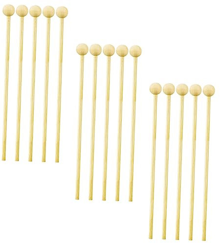 PHENOFICE 50stücke Bonbonstäbe Mit Kugel Holzlutscherstäbe Dekorative Kuchenstäbe Rührstäbe Für DIY Bonbons Und Lutscher