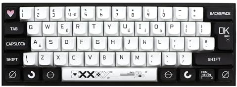 JSJTKeys Black and White Keycaps 129 Keys UK Layout Keycap XDA Profile Themed Keycaps PBT Keycap Set Suitable for Cherry MX Switches Mechanical Keyboards Caps